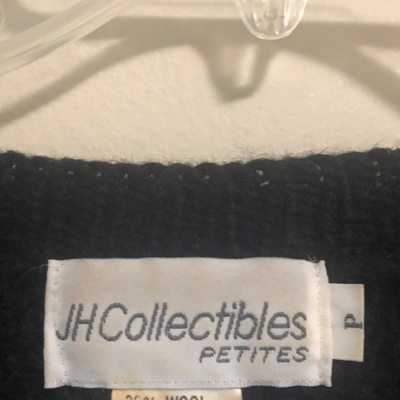 JH Collectibles Sweater SZ S Petite Wool/Angora Black White - Picture 2 of 5